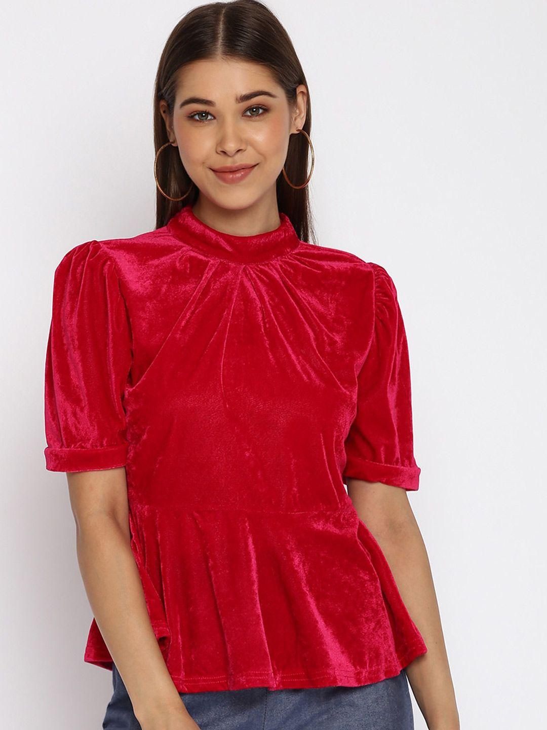 mayra fuchsia velvet peplum top