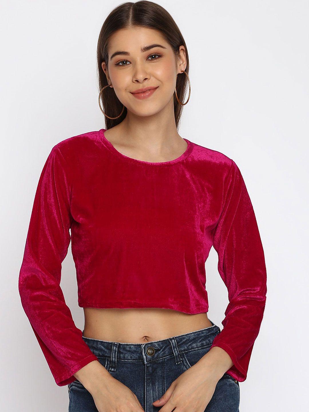 mayra fuchsia velvet crop top