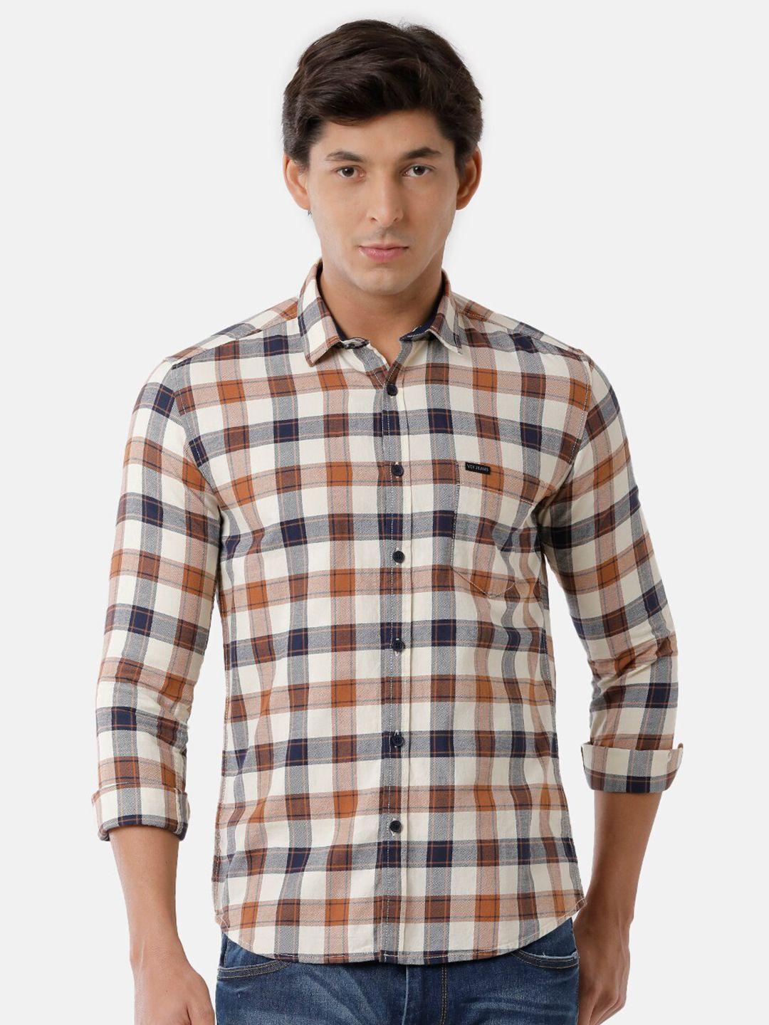 voi jeans men multicoloured classic slim fit gingham checks checked casual shirt