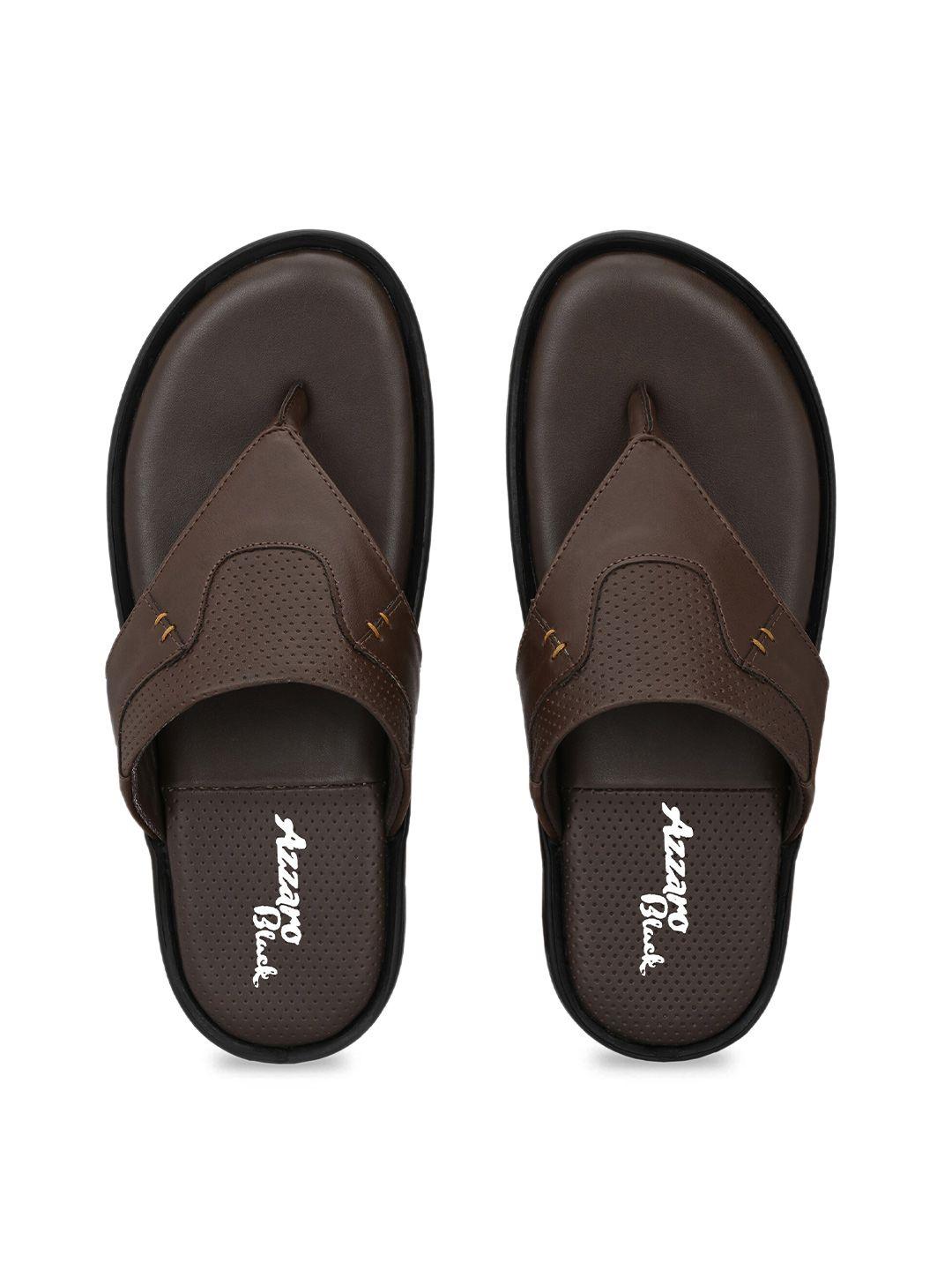 azzaro black men brown & black thong flip-flops