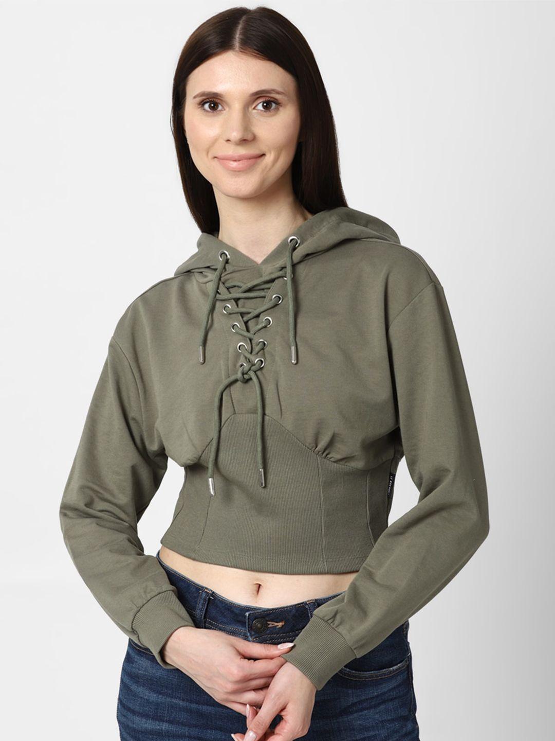 forever 21 olive green tie-up neck crop top