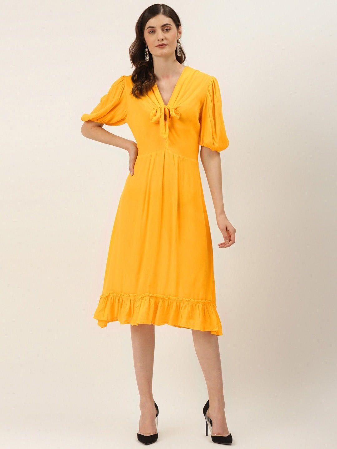 diva walk exclusive yellow midi dress