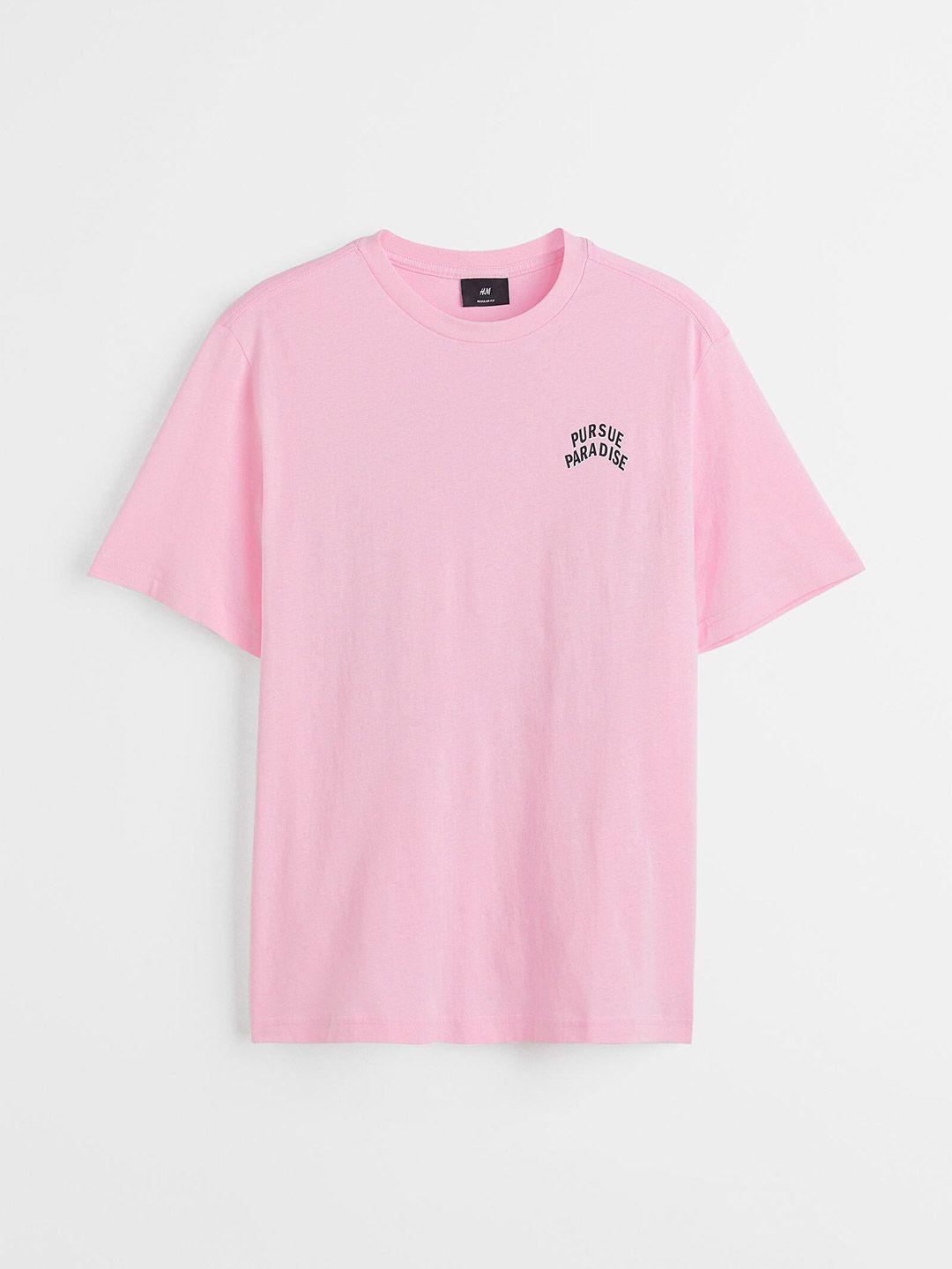 h&m men pink printed t-shirt