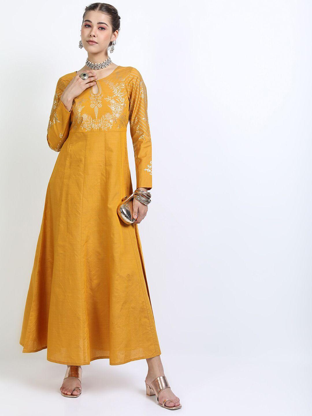 vishudh yellow ethnic maxi dress