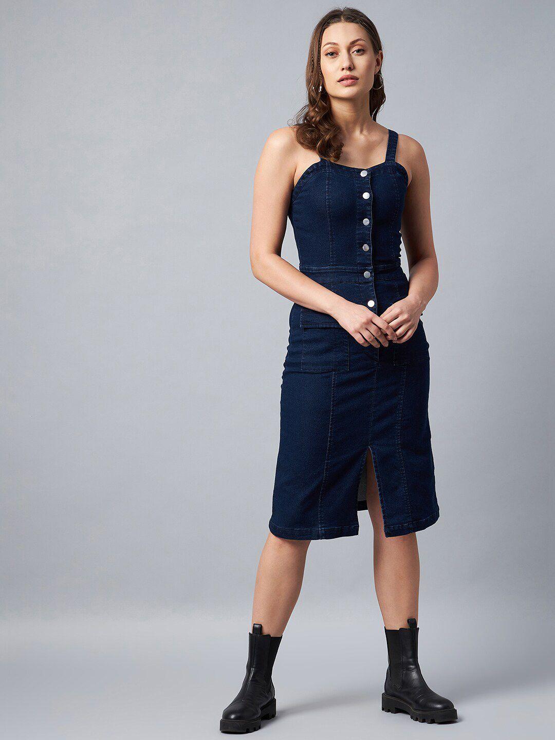 stylestone blue denim sheath dress