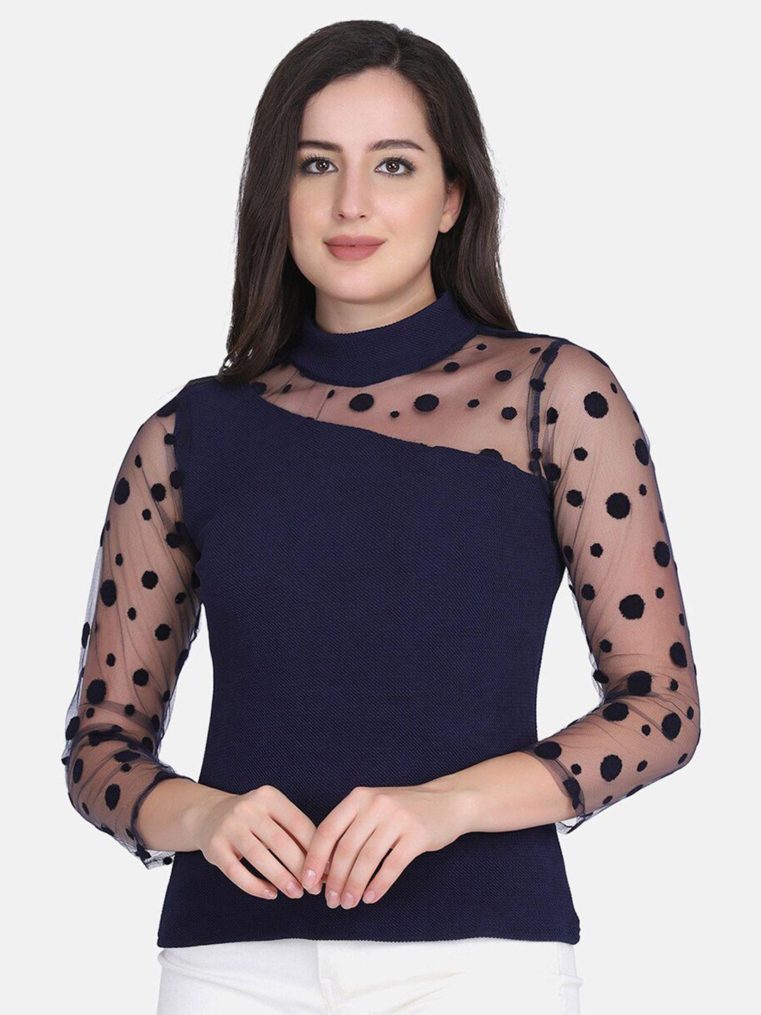 buy new trend navy blue print top