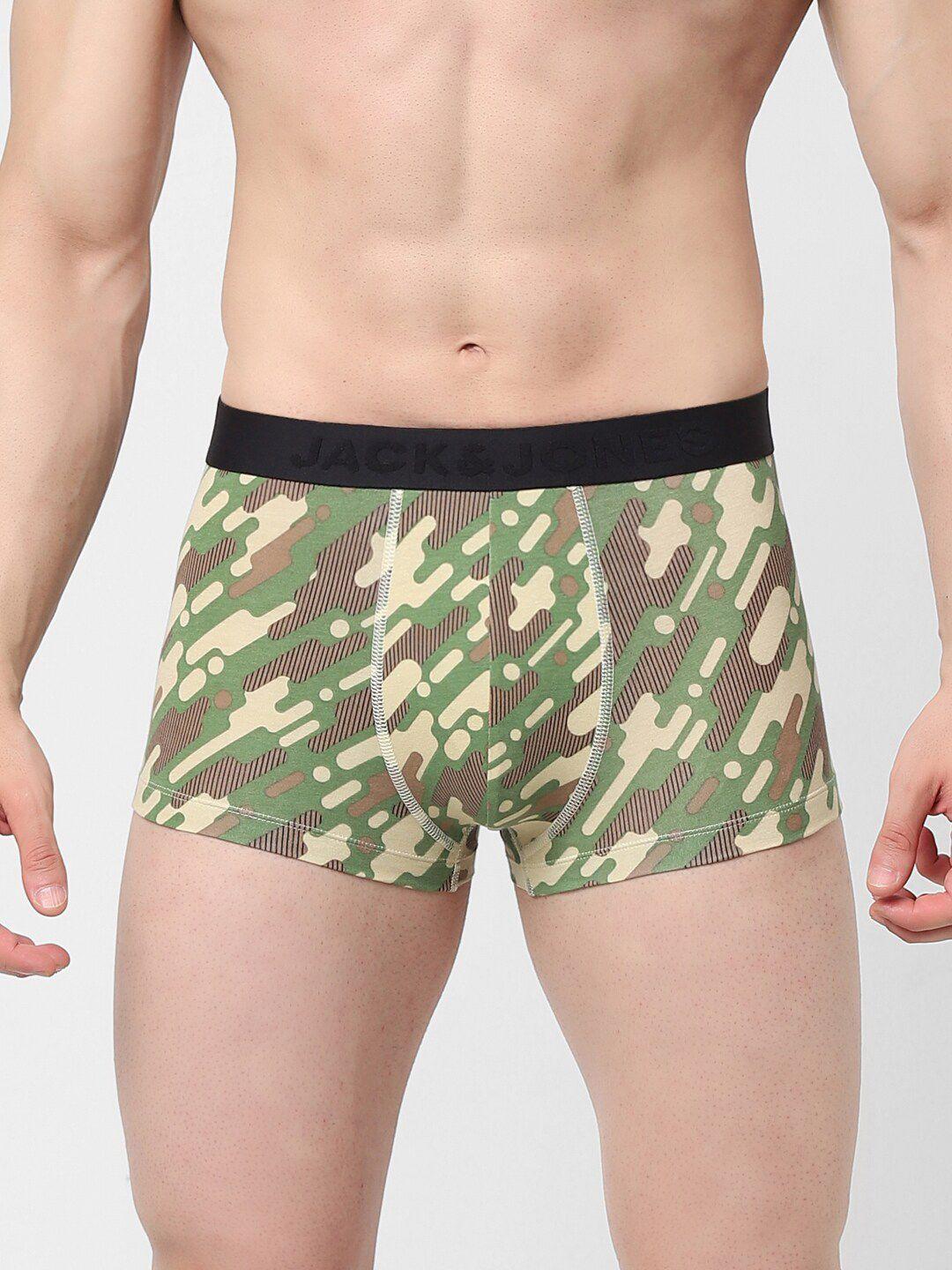 jack & jones men green printed trunk 1563314001