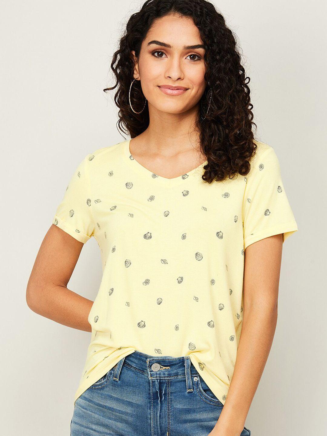 fame forever by lifestyle women yellow printed top