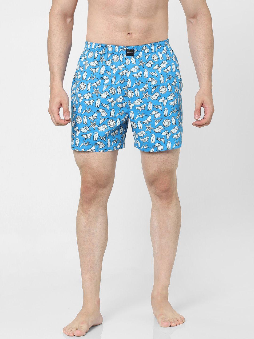 jack & jones men blue & white printed boxer