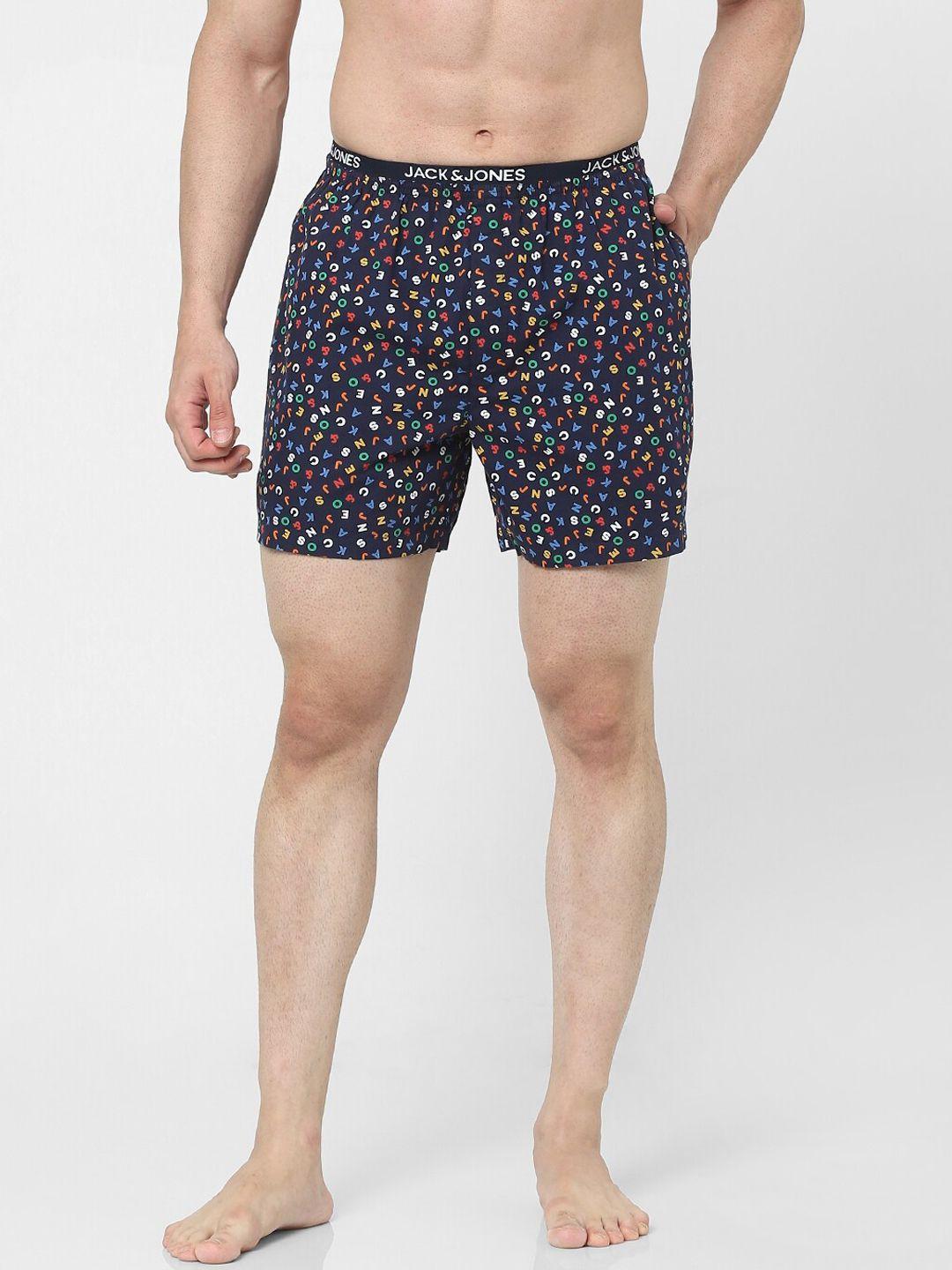 jack & jones men blue printed boxers