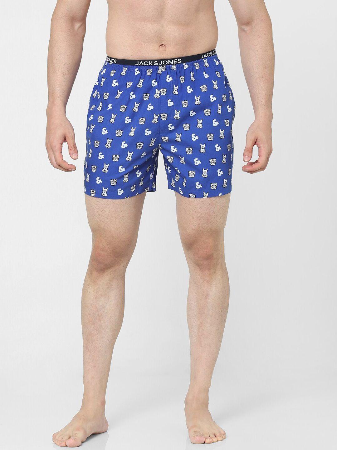 jack & jones men blue & white printed boxer