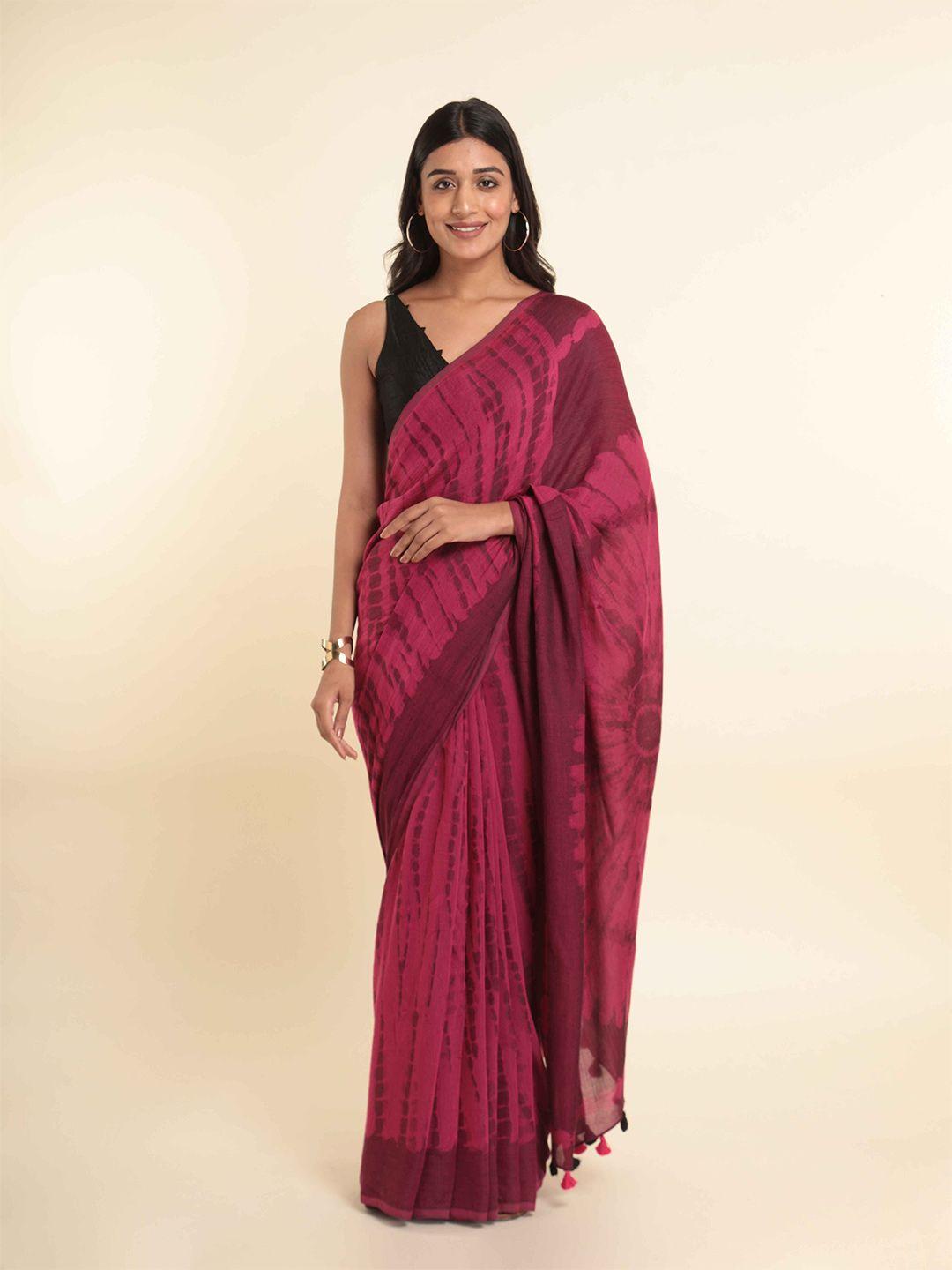 suta women pink tie and dye saree