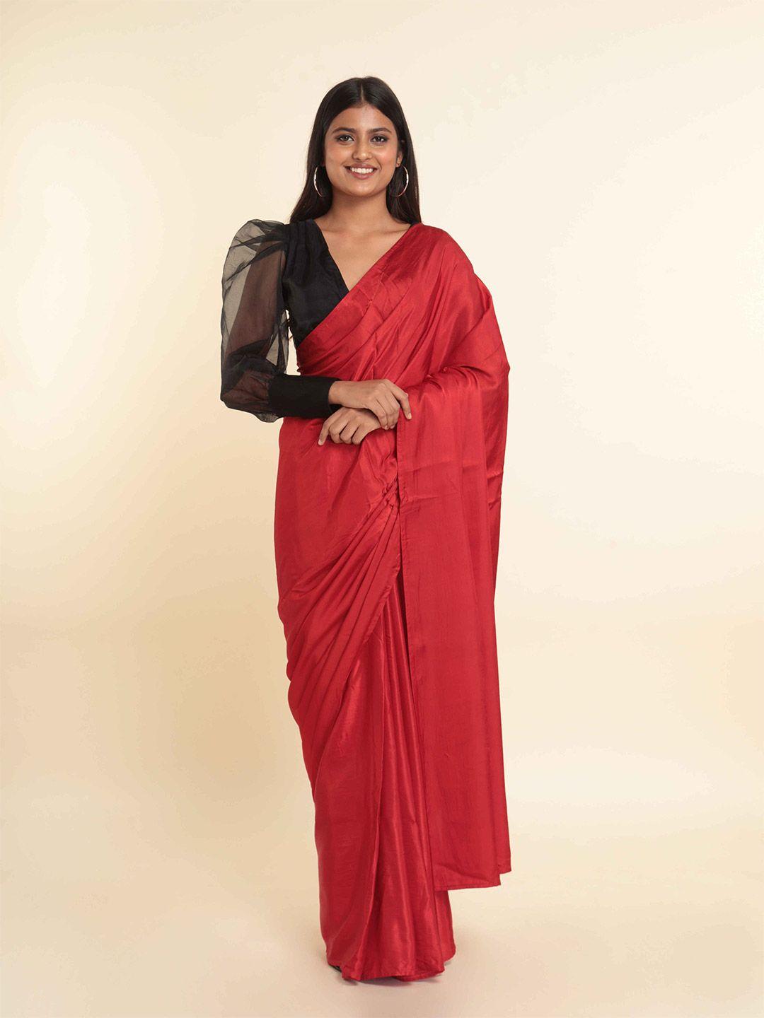 suta women red solid saree