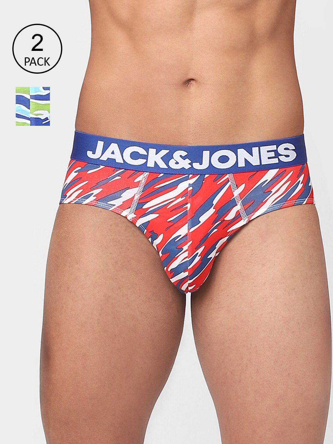 jack & jones men pack of 2 printed cotton basic briefs