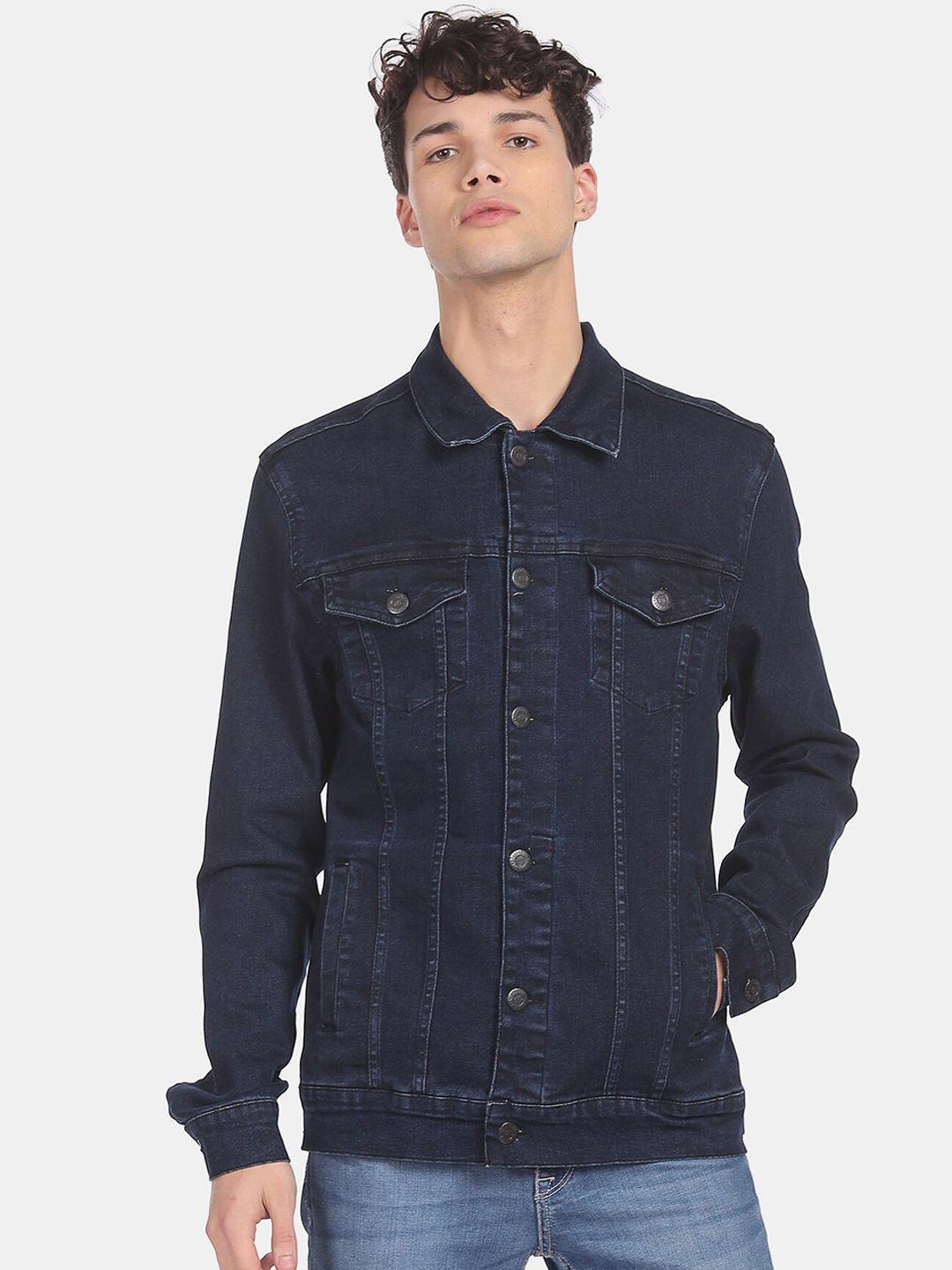 aeropostale men blue washed denim jacket