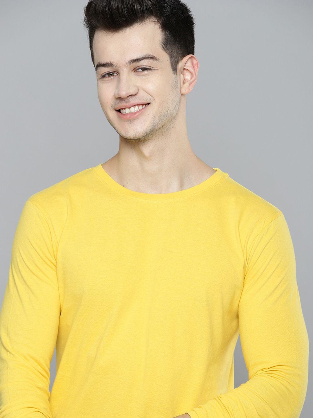 mast & harbour men yellow solid t-shirt