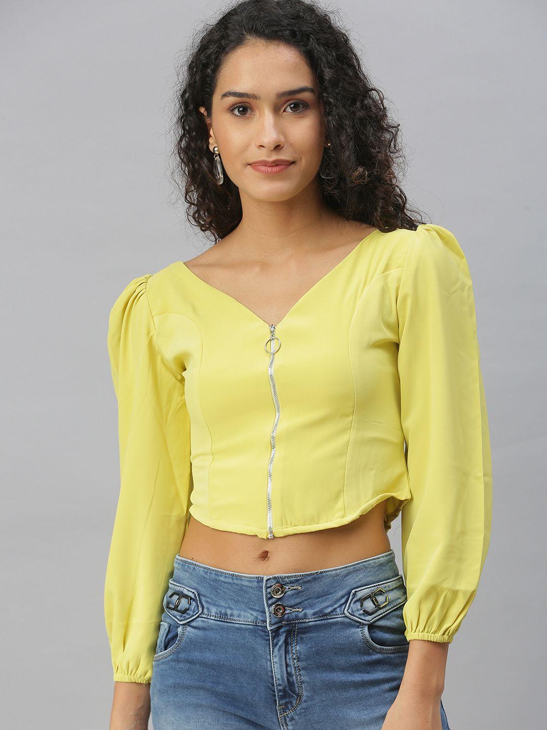 showoff lime green crepe crop top