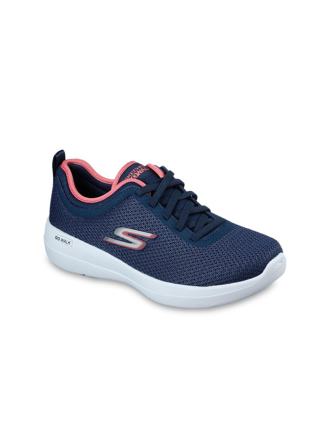 skechers women navy blue mesh walking non-marking shoes