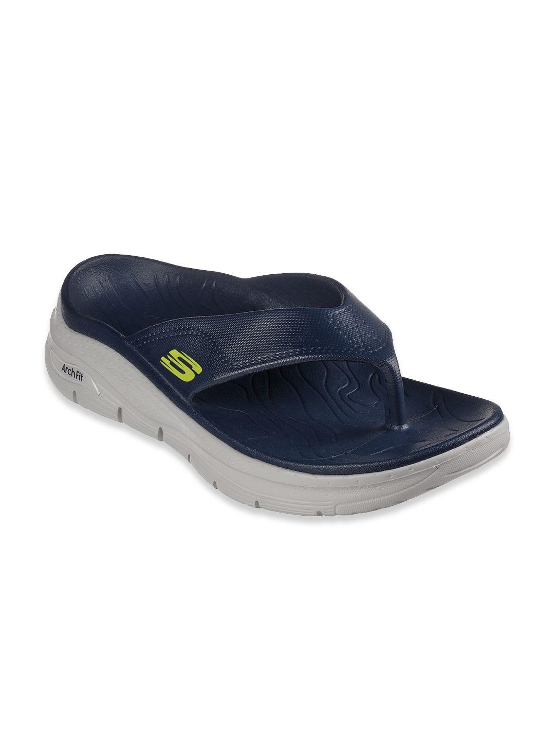 skechers men navy blue thong flip-flops