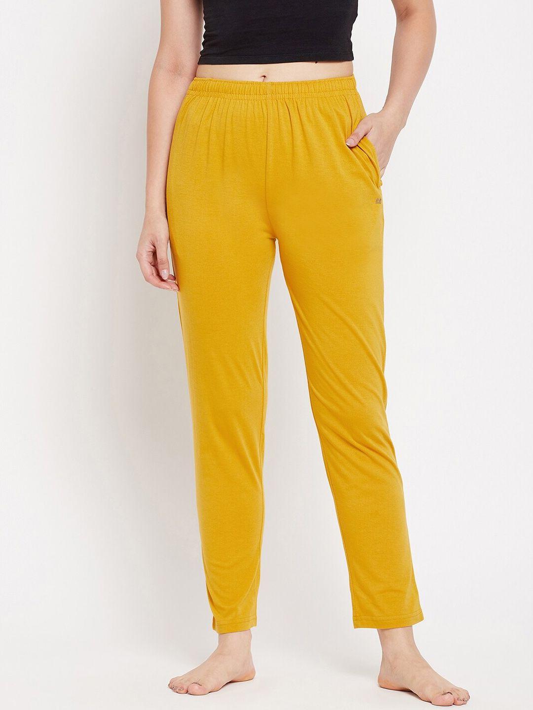 okane women mustard solid lounge pants