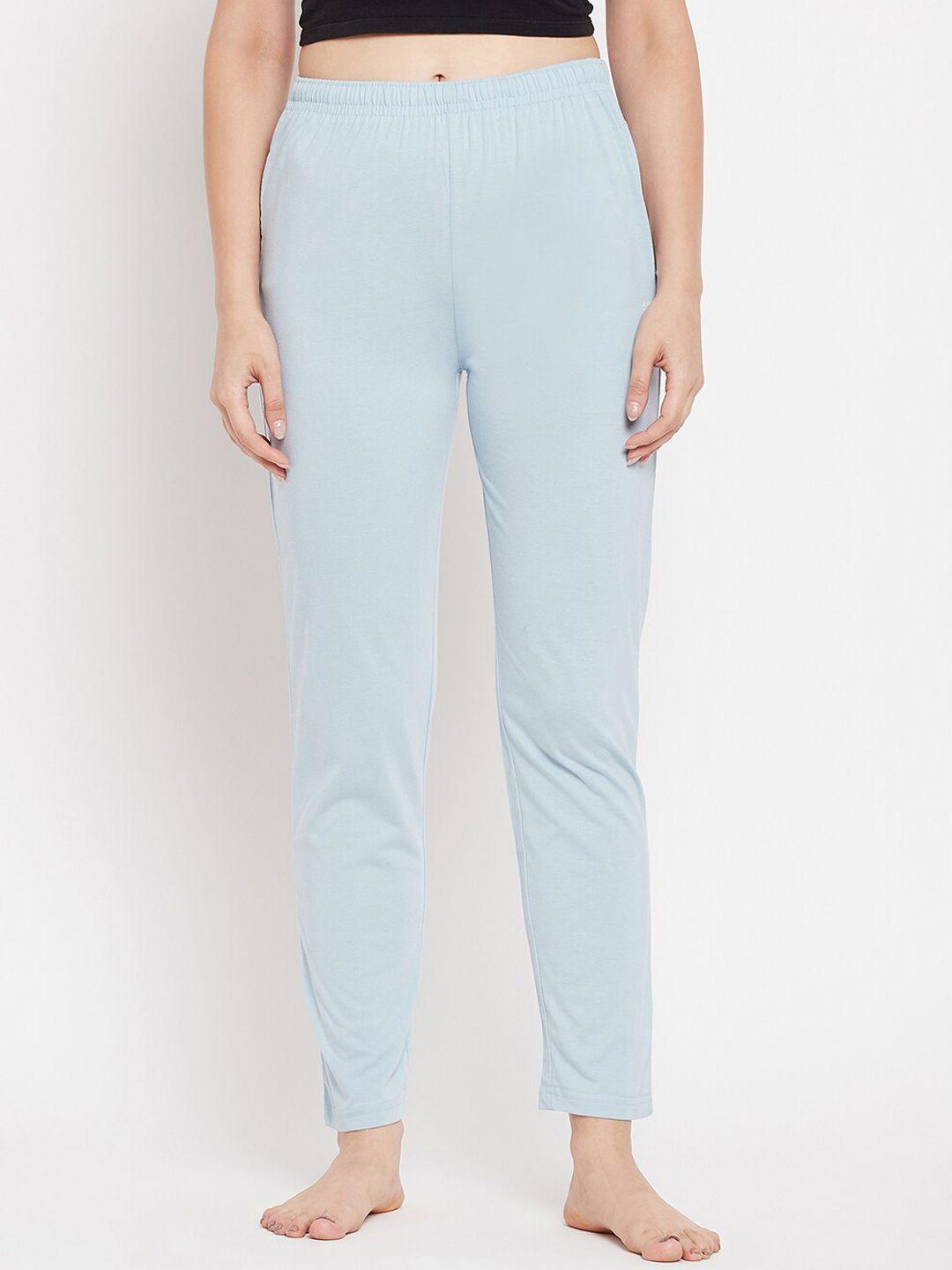 okane women blue solid lounge pants