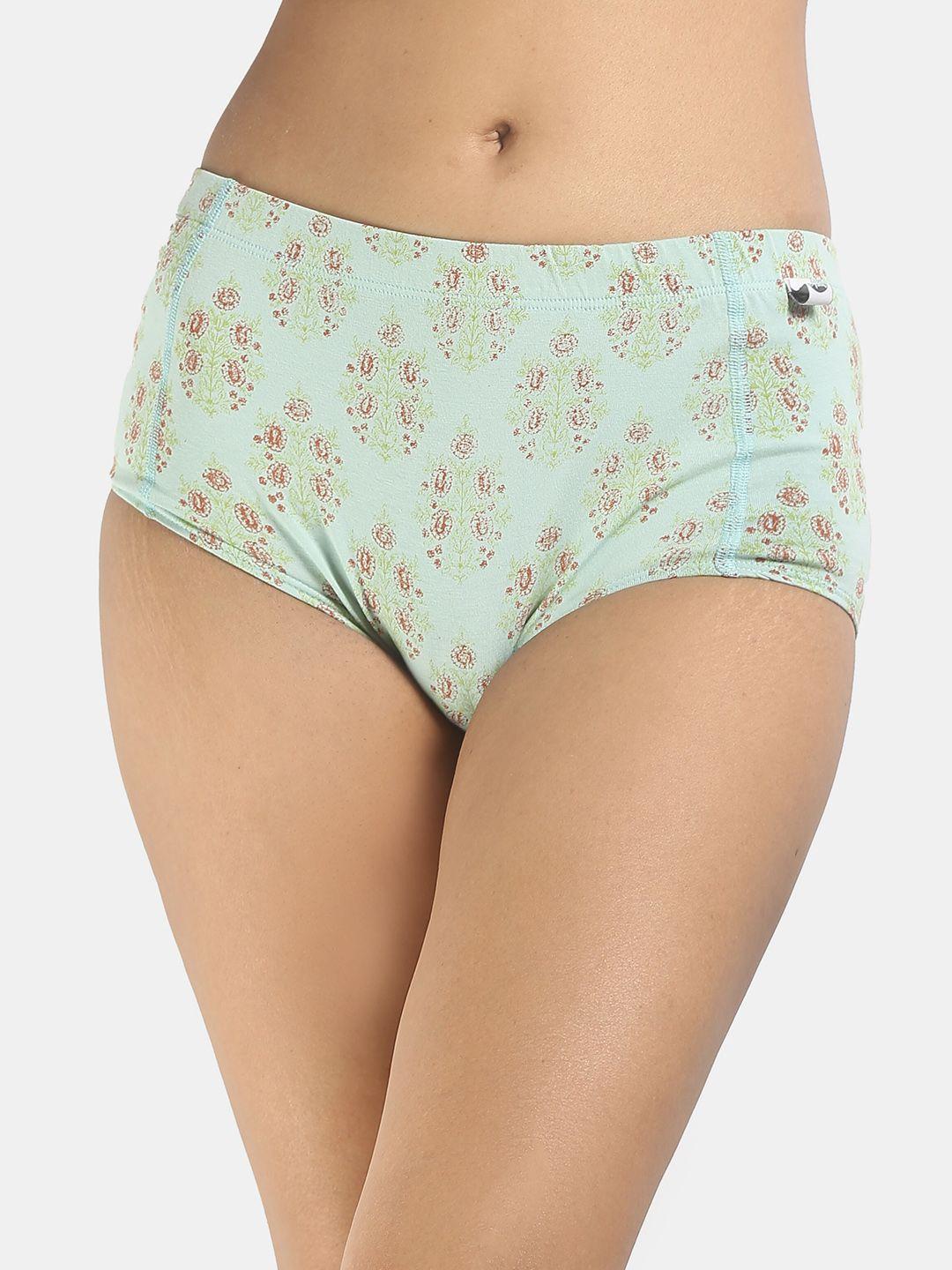 wear equal women mint green printed anti microbial hipster briefs 004/ba/mint green/aop