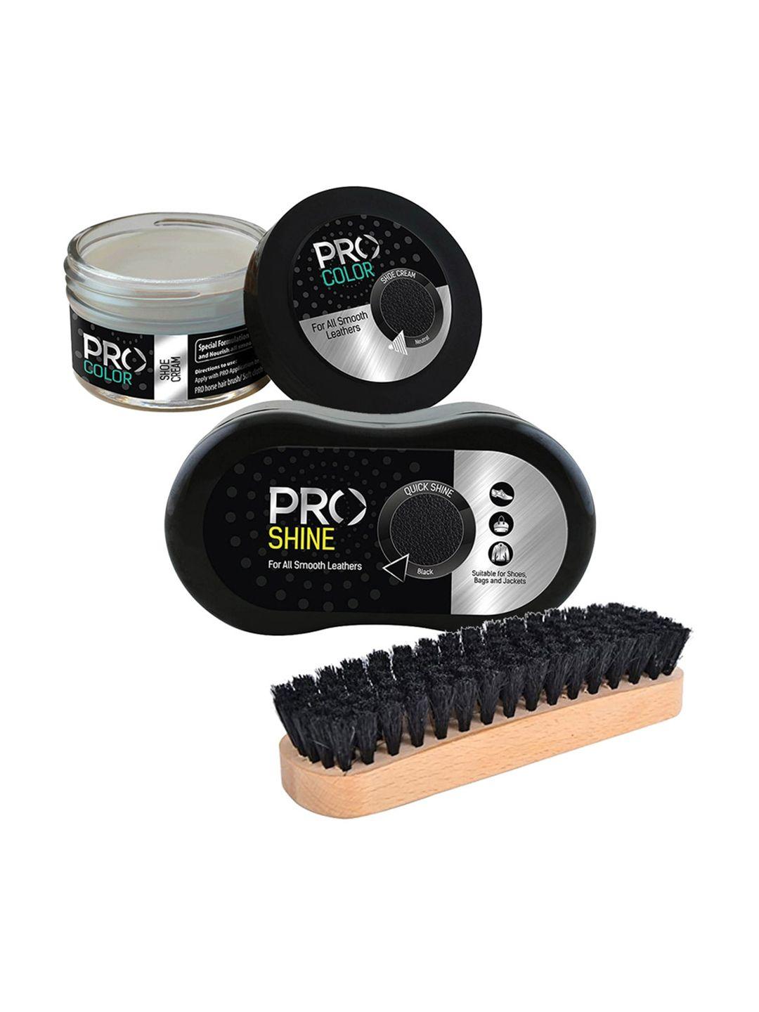 pro set of 3 black & brown solid shoe care