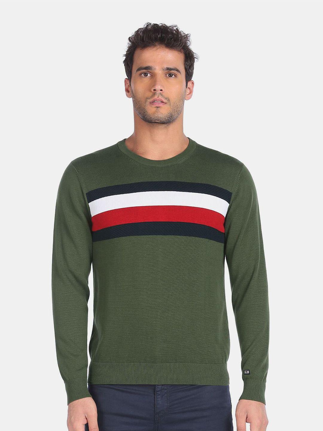 arrow sport men green sweaters