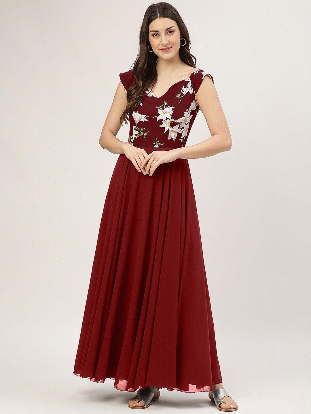 trendy divva maroon crepe maxi dress