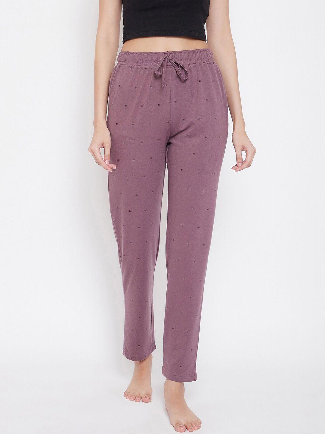 okane women purple & black printed lounge pants