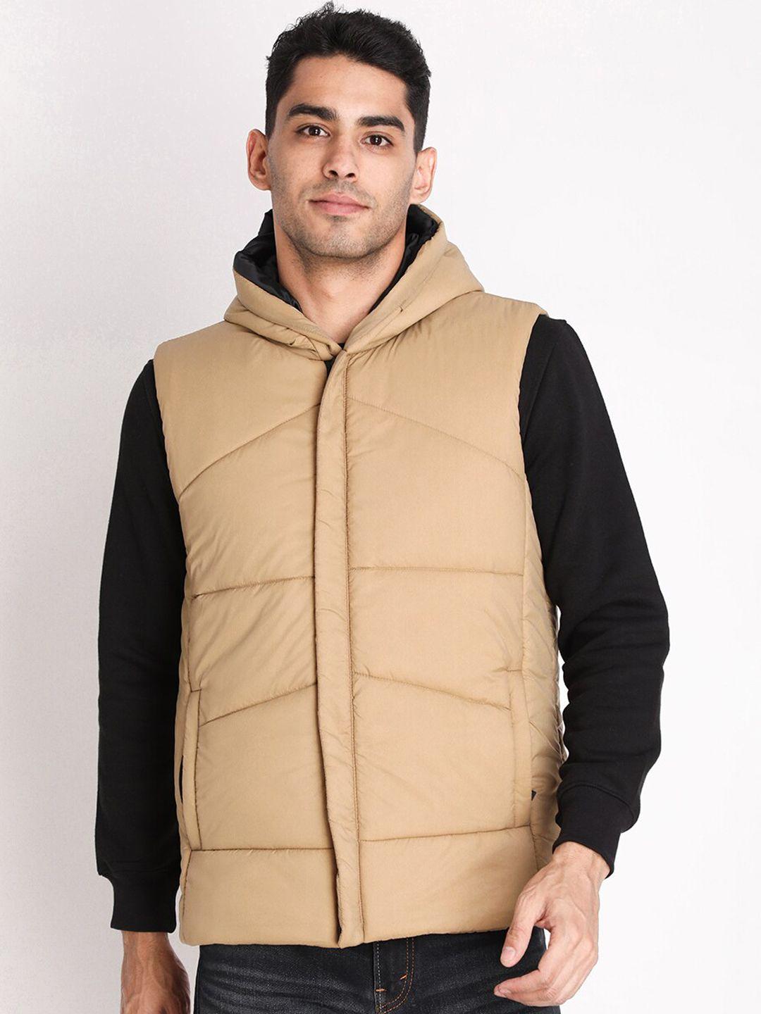 chkokko men beige lightweight crop outdoor puffer jacket