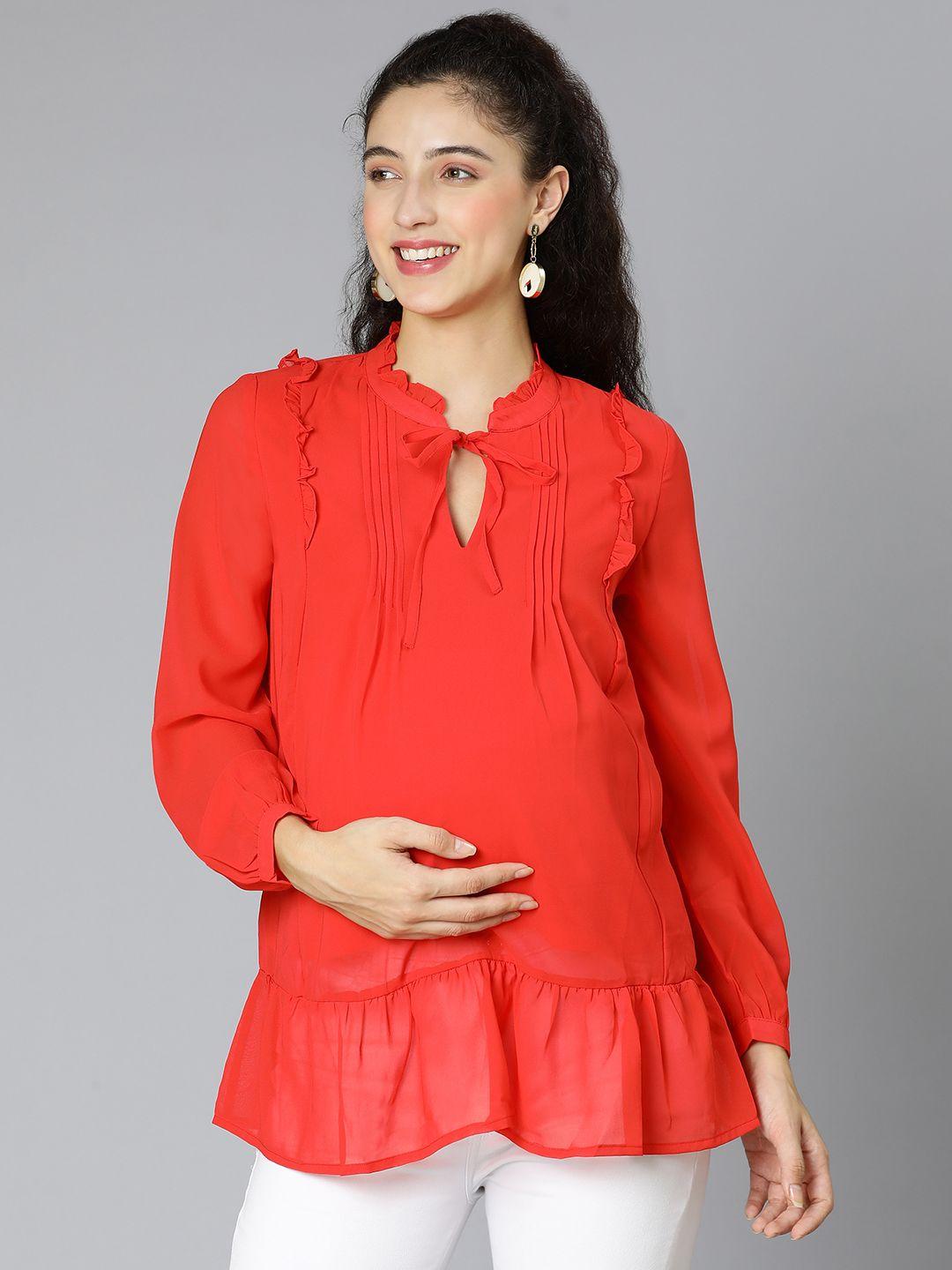 oxolloxo red tie-up neck top