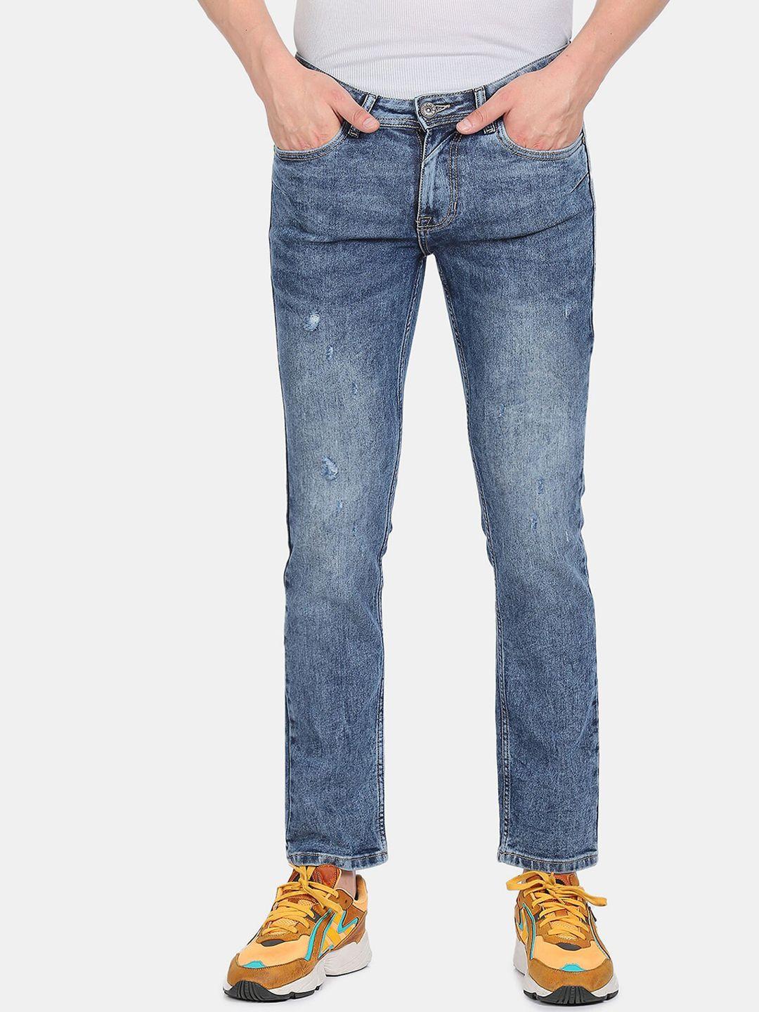 colt men blue slim fit acid wash heavy fade jeans