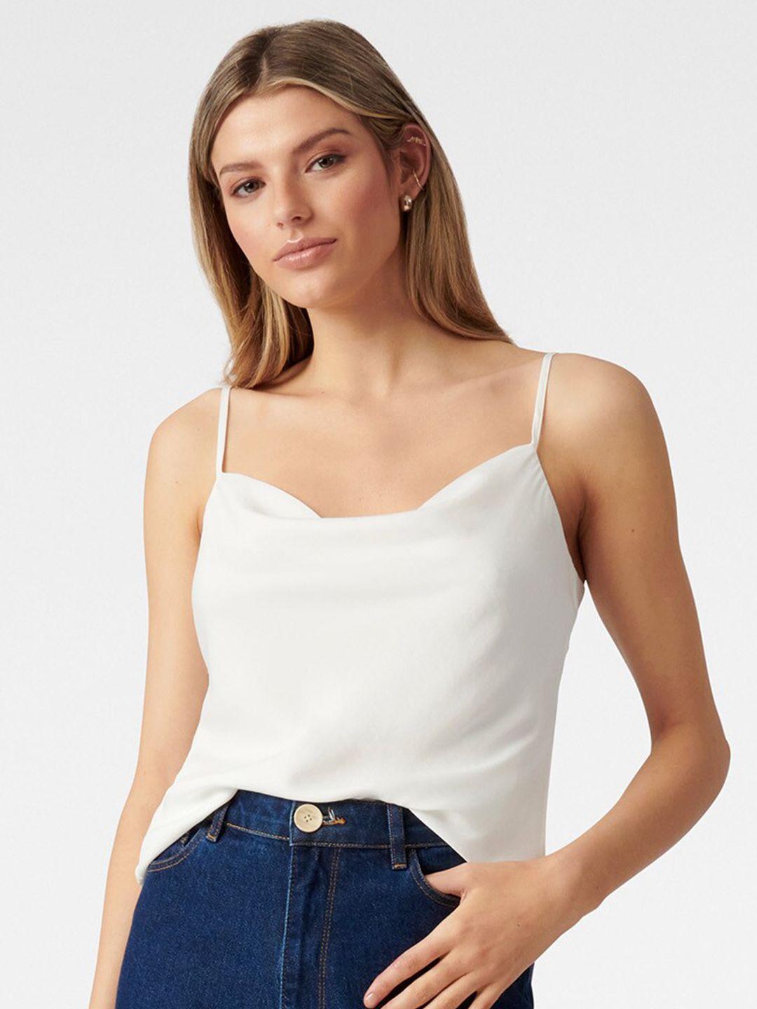 forever new white solid cowl neck top