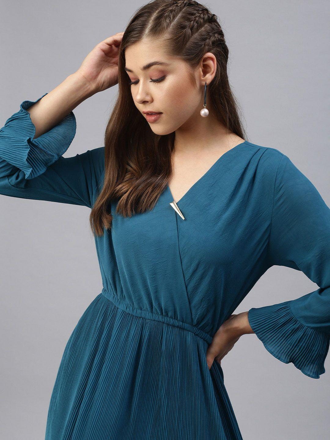 showoff women teal wrap dress