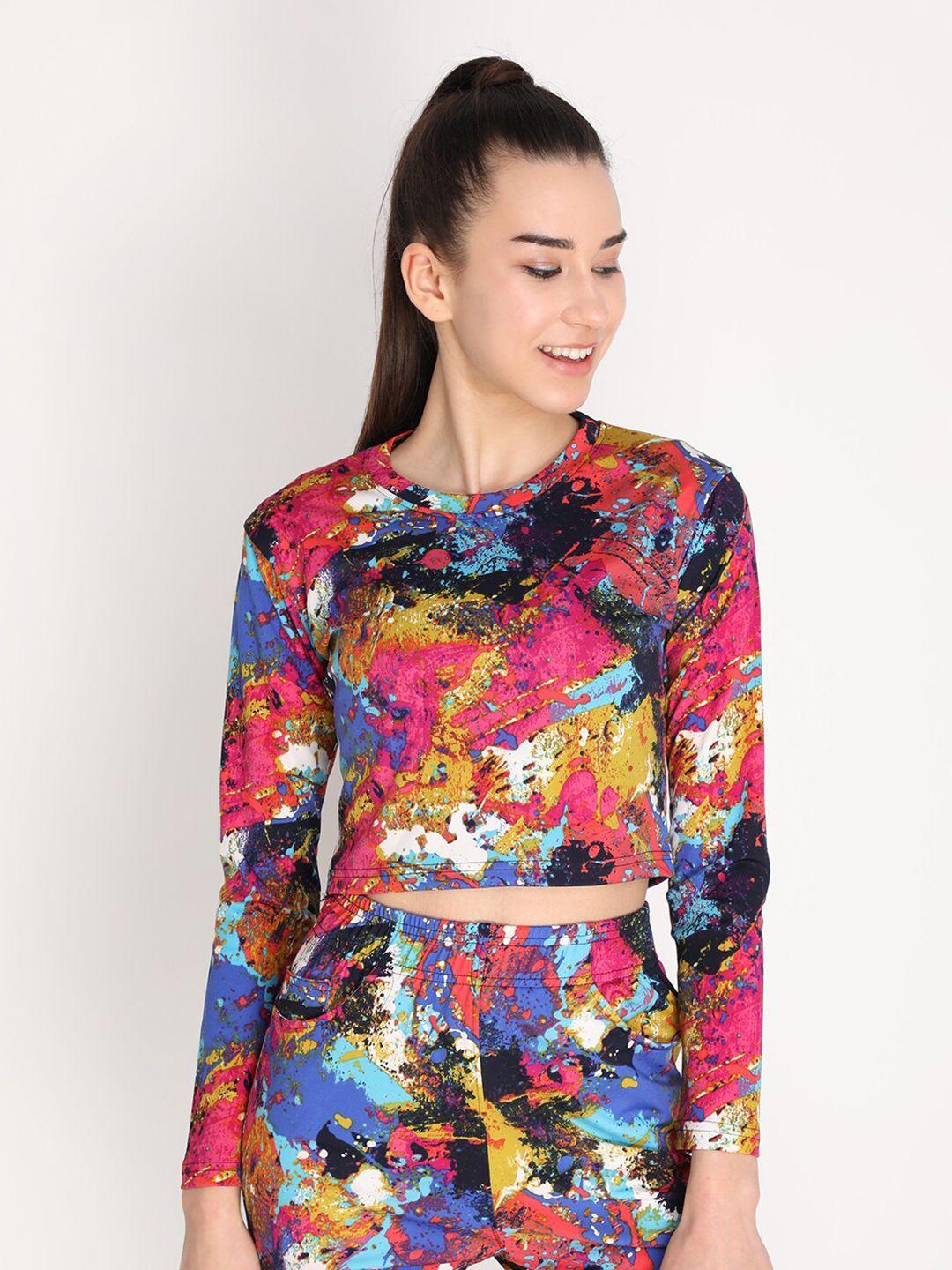 chkokko multicoloured print crop top