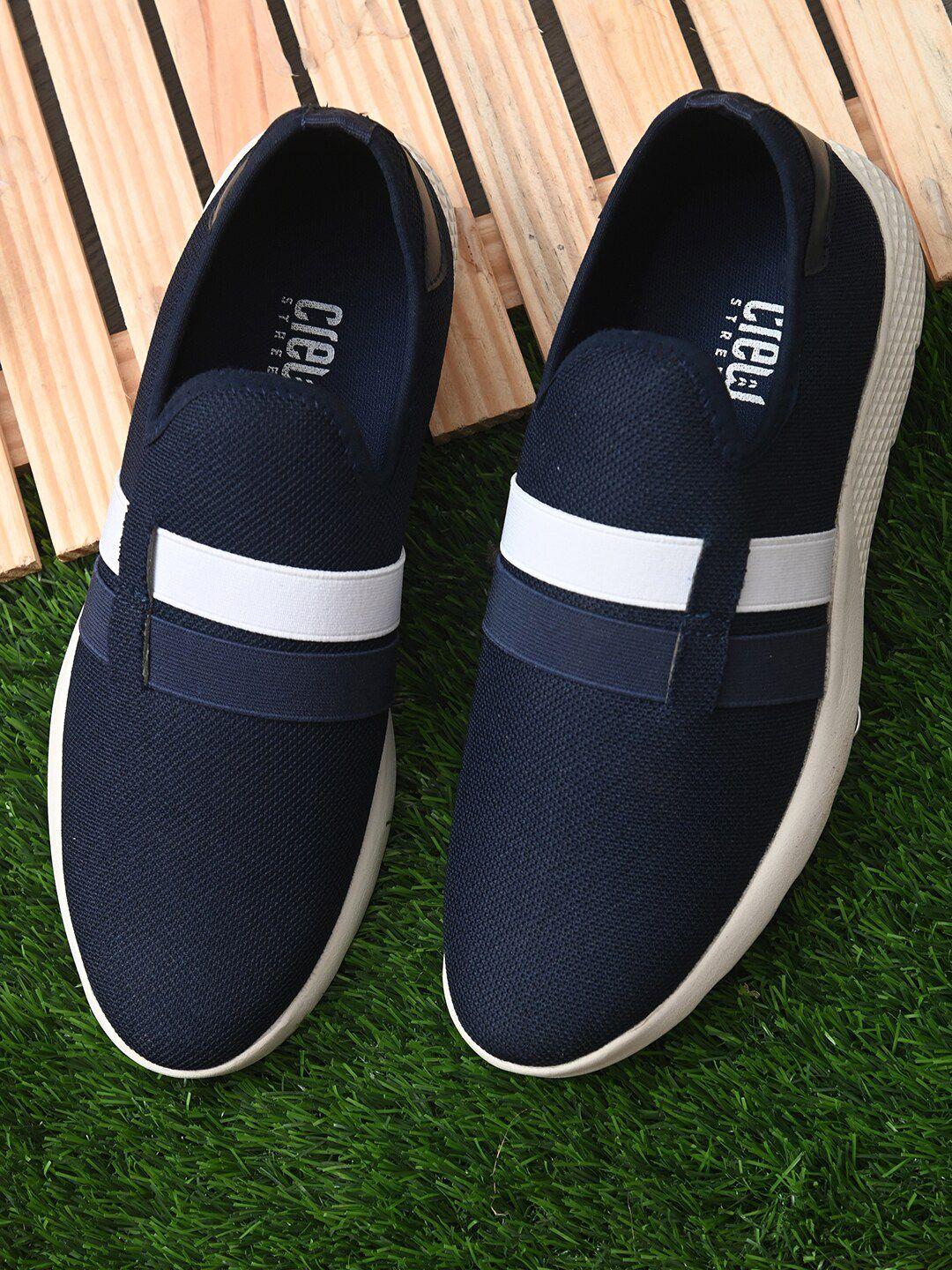 crew street men blue slip-on sneakers