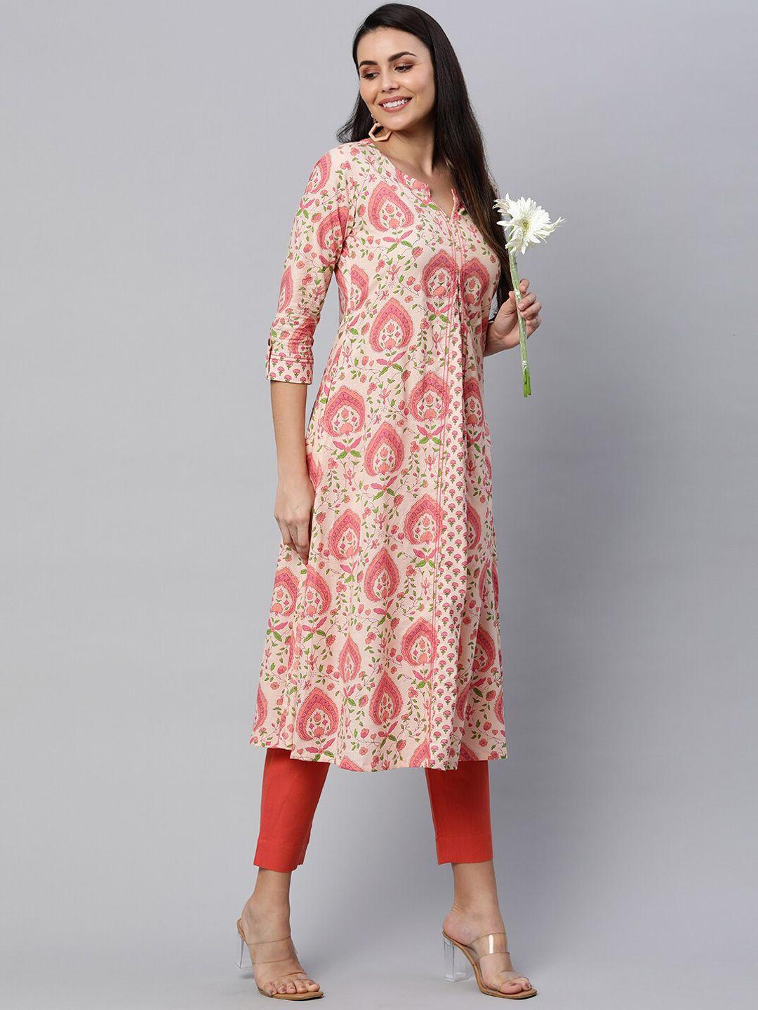 kami kubi women pink printed kurta