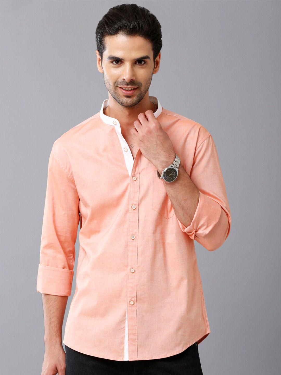 yovish men orange smart slim fit casual shirt