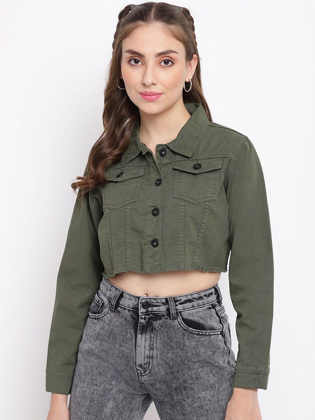 belliskey women olive green denim jacket