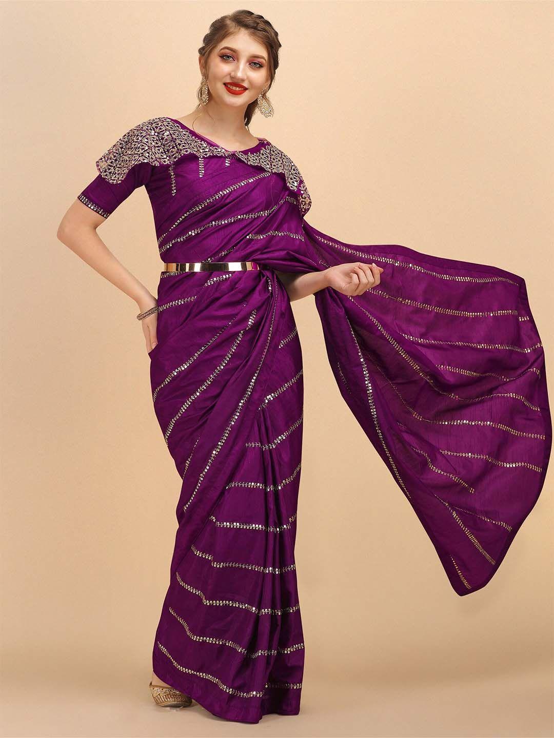 sangria women purple sarees