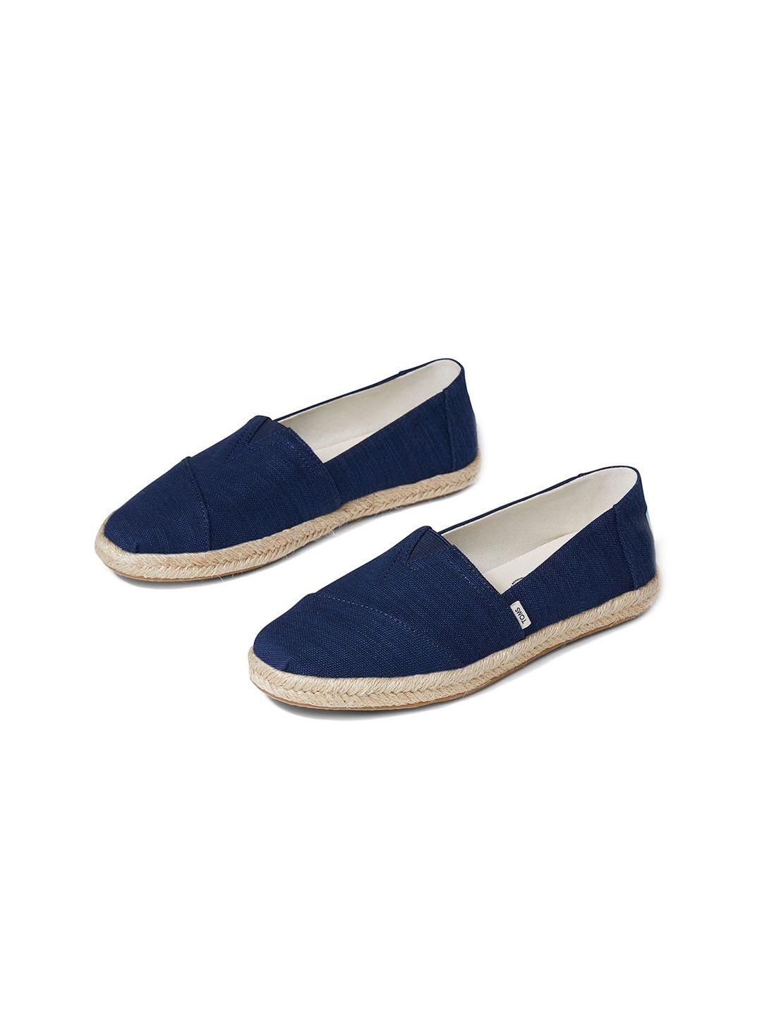 toms women navy blue solid organic cotton alpargata rope espadrilles