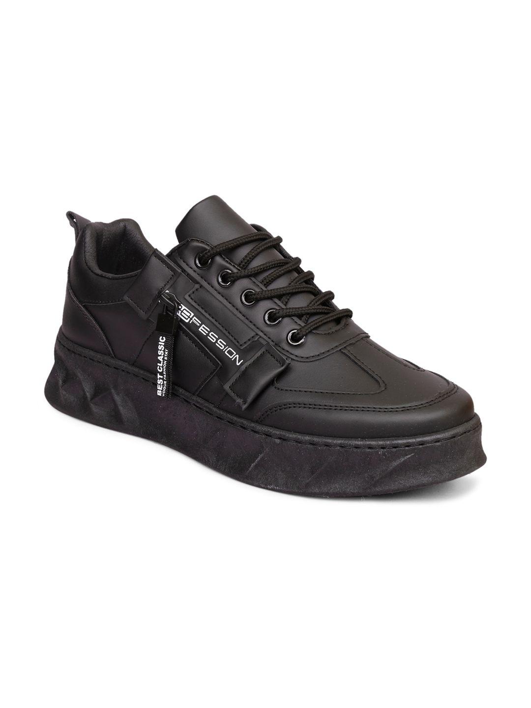 cipramo sports men black pu sneakers