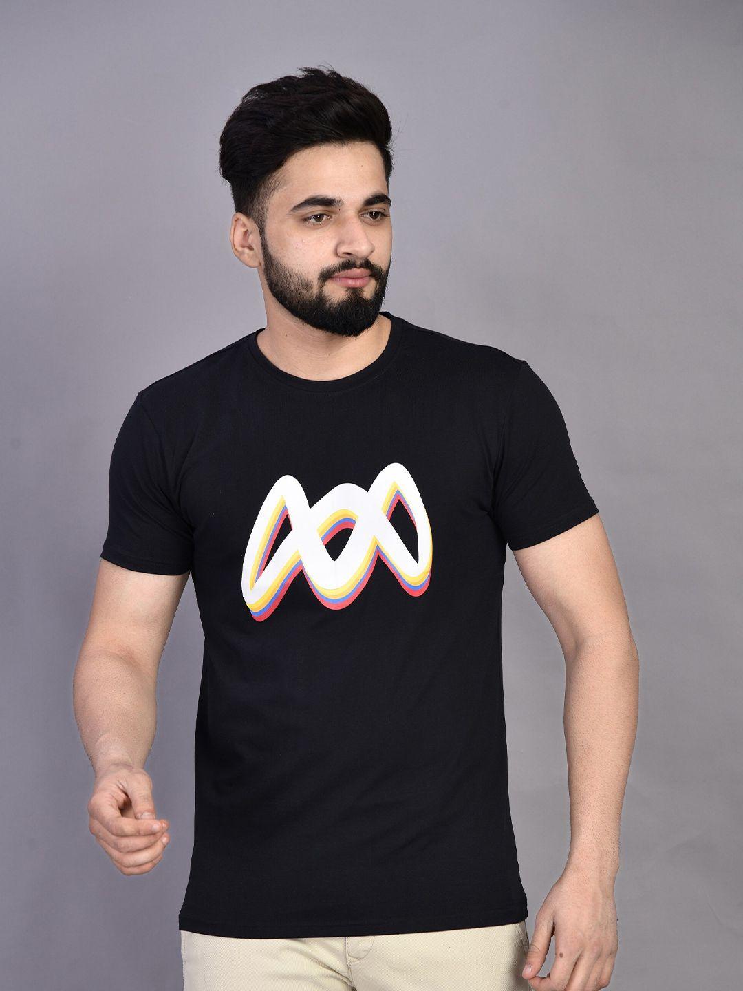 muwin men black brand logo organic cotton t-shirt