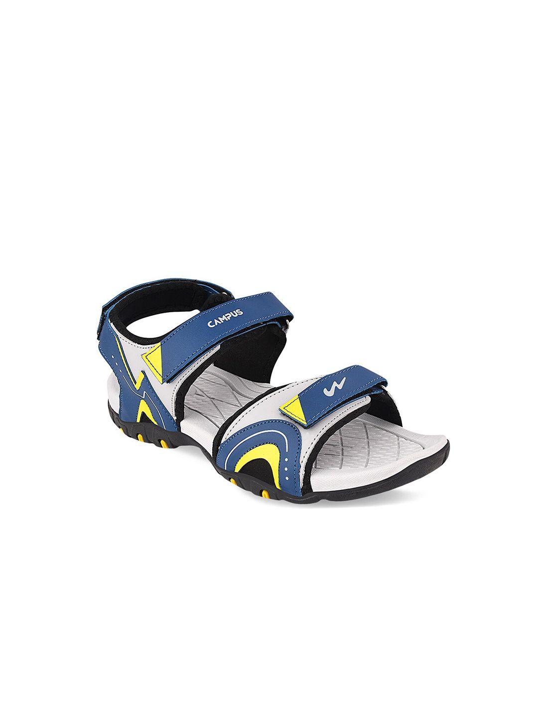 campus men blue & yellow comfort sandals