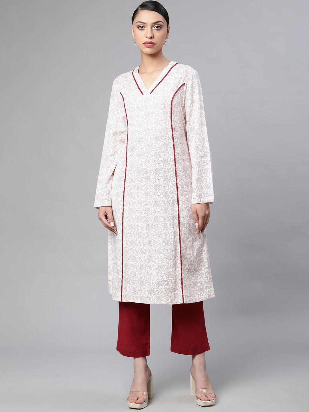 linen club woman women red linen kurta with palazzos