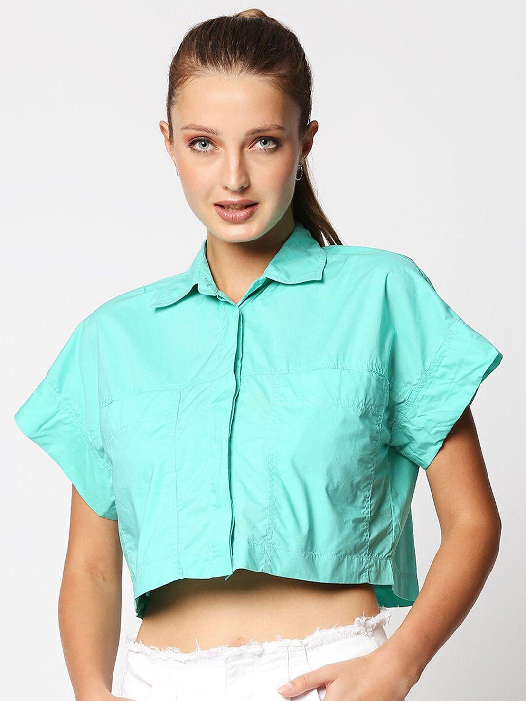 remanika women green comfort casual shirt