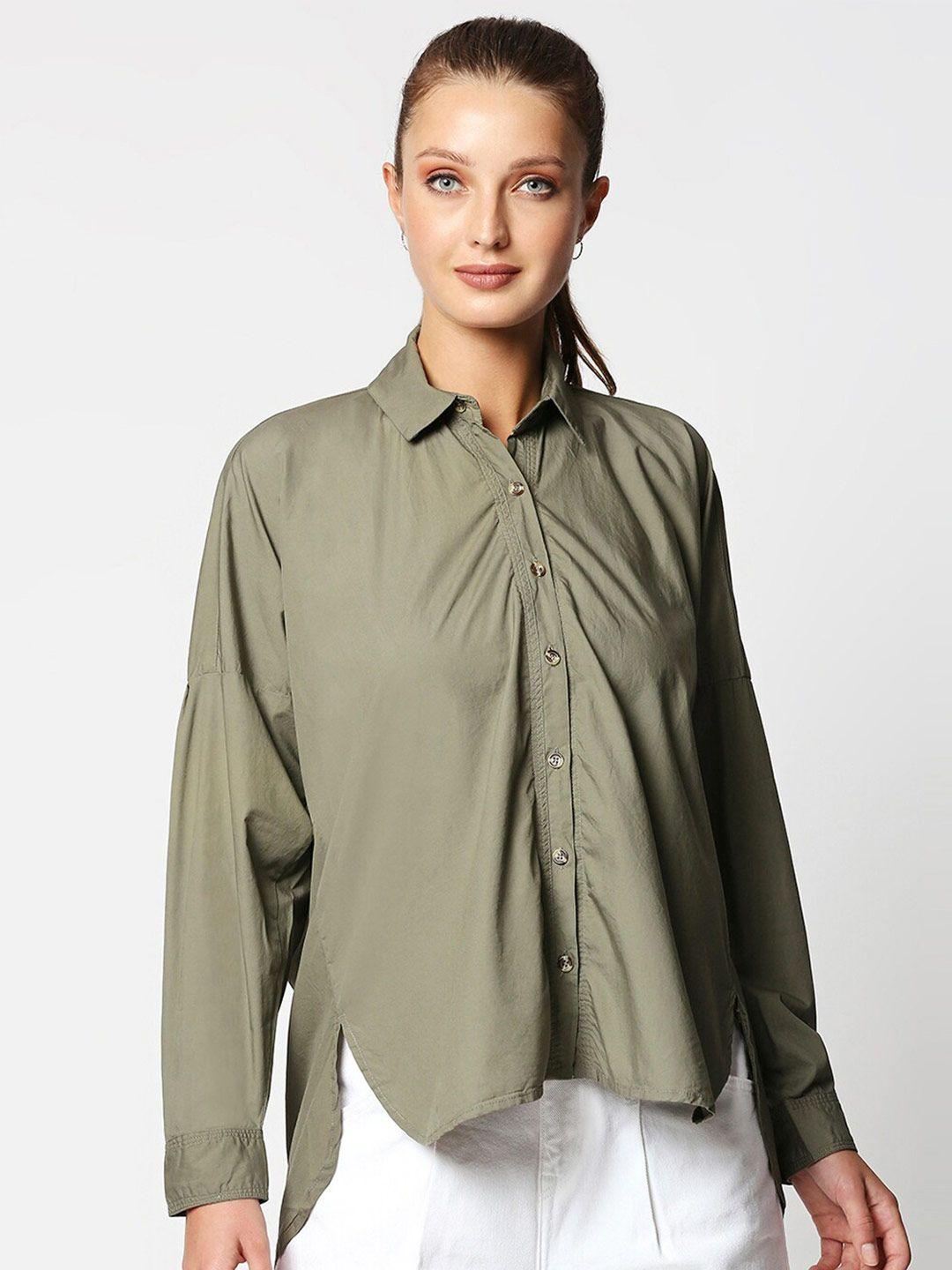 remanika women green comfort casual shirt