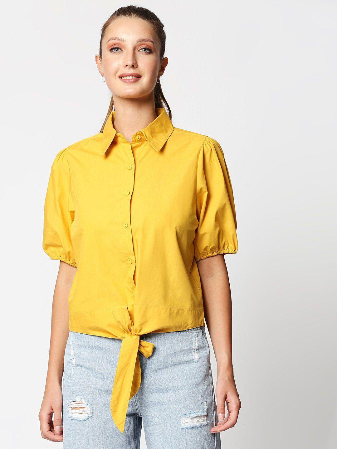 remanika women yellow comfort casual shirt