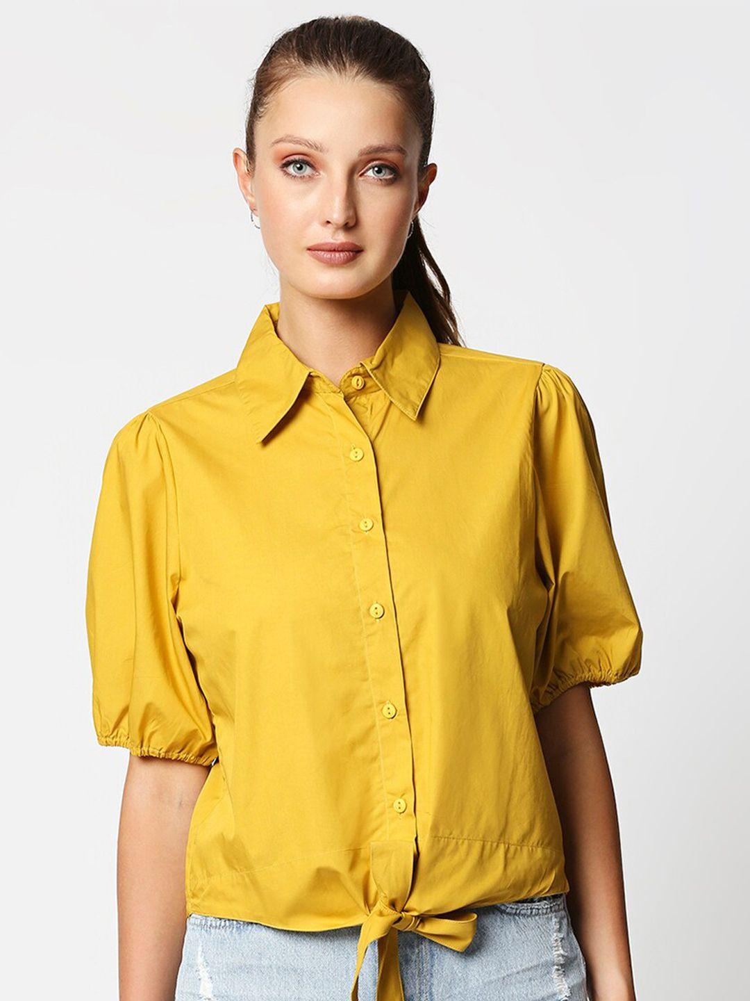 remanika women yellow comfort casual shirt